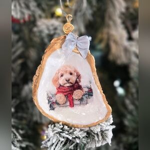 Cute Dog Christmas Ornament with Red Scarf